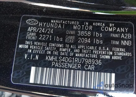 2024 Hyundai Elantra Sel z USA, uszkodzony, nr VIN KMHLS4DG1RU798936